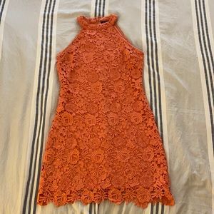 🌟FREE SHIPPING🌟Lulus Coral lace overlay dress